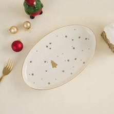Toptan Budur New Year Tree Kayık Tabak 25 cm