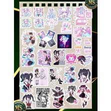 Toptan Budur Needy Streamer Overload Ame-Chan x Kangel Sticker Set, 25 Pieces, Waterproof, A5 Sheet, 3-5 cm Anime