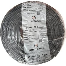 Toptan Budur Öznur MARKA%100 Bakır 3x1.5 mm Ttr Elektrik Kablosu (Siyah, 5 Metre)