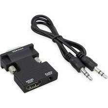 Toptan Budur 4499 Ses Destekli HDMI - VGA Monitör Dönüştürücü Adaptör
