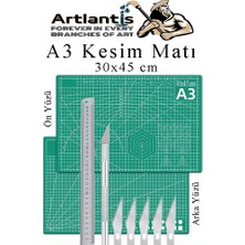 Toptan Budur A3 Kesim Matı, Kretuar ve 30 cm Çelik Cetvel Seti, 1 Adet, 30X45 Cm, Çift Taraflı