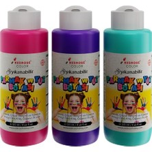Toptan Budur Mor; Fuşya, Turkuaz Parmak Boyası 3'lü Set 3X120 ml