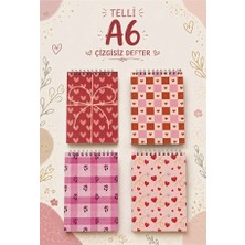 Tombi-X A6 Telli Çizgisiz Not Defteri – Desenli Spiralli Mini Düz Notebook
