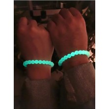 Toptan Budur 2 Adet Unisex Karanlıkta Parlayan Fosforlu Kedigözü Sevgili ve Arkadaşlık Bilekliği, Yeşil Te