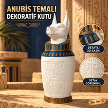 Jenerik Anubis Başlı Kanopik Kavanoz | Mumya Filmi Temalı Saklama Kutusu - 3D Baskı Dekoratif Obje