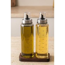 Toptan Budur 500 ml Borosilikat Yağdanlık-Sirkelik Seti, 3 Parça Standlı