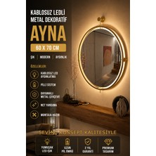 Sevinç Konsept Istanbul Gold Kablosuz Ledli Ayna 60 x 70 cm, Metal Dekoratif Hol Duvar Salon Mutfak Banyo Wc Ofis Aynası