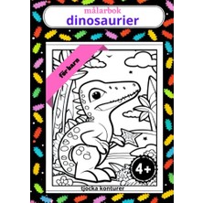 Toptan Budur Dinosaurier Målarbok: 50 A4-Sidor Att Färglägga - Från 4 År Och Uppåt - Tjocka Konturer Så At