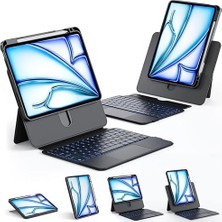 Toptan Budur Kılıf, iPad 11-Inch (A16,2025) And iPad 10TH Gen 10.9-Inch Uyumlu 360 Dönebilen Keyboard Touchpad