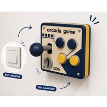 Toptan Budur Arcade Atari Oyun Kumandası Sarı Lacivert Görünümlü Duvar Anahtar Çerçevesi, Anahtar Çerçe