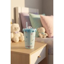 Toptan Budur Lisanslı Cinnamoroll Tatlı Fabrikası Dekoratif Seramik Bardak, Kapaklı ve Pipetli, 400 Ml, 20223
