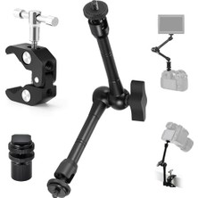 Toptan Budur MG01 Dslr Kamera Tutucu, 1/4 ve 3/8 Dişli, Flaş Pabuçlu Esnek Kol, Siyah