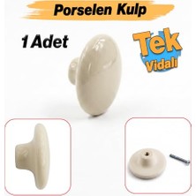 Toptan Budur Gardrop Dolabı Kapak Kulpu Çekmece Kulbu 1 Adet Krem Porselen Yuvarlak Düz Renk Mobilya Mutfak