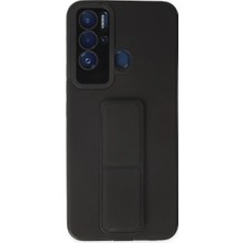 Toptan Budur Tecno Pova Neo Kılıf Mega Standlı Silikon - Siyah