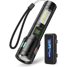 Toptan Budur 2000 Şarjlı Metal Type-C Suya Dayanıklı LED 6 Lümen El Feneri Mod Kasa Zoom Özellikli Geniş D
