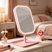 Toptan Budur LED Işıklı Makyaj Aynası, 3 Farklı Işık Modu, 360 Derece Döndürülebilir, Dokunmatik Tuşlu