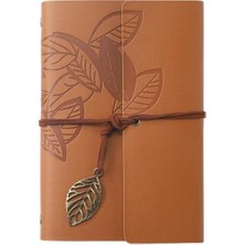 Toptan Budur Vintage Yaprak Motifli Pu Deri Defter – 80 Sayfa Çizgisiz Günlük, 14.5X10.5 Cm, Yaprak Şeklind