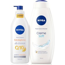 Toptan Budur Creme Soft Kremsi Dokunuş Duş Jeli 750 ml ve Q10 Sıkılaştırıcı Nemlendirici Vücut Bakım Lo