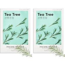 Toptan Budur Çay Ağacı Özlü Yağ Kontrolü Sağlayan Yaprak Maske (1AD) Airy Fit Sheet Mask Tea Tree 2'li Pa