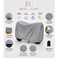 Rose Light Kral Motor Kr-12 Su Geçirmez Miflonlu   Miflonlu Premium  Motosiklet Brandası Su Geçirmez Kalın Miflonlu 4 Mevsim Gri Motor Çadırı Örtüsü  Gri Eko Branda