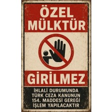 Ünal Grup Retro Özel Mülktür Girilmez Metal Uyarı Tabelası Tck 154 Uyarı Levhası 25X35 cm