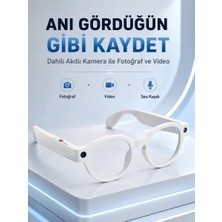 Str Store Beyaz Bluetooth Akıllı Gözlük Dahili Kameralı Fotoğraf Video Kayıt Yapay Zeka Çeviri Dokunmatik Kontrol Özellikli