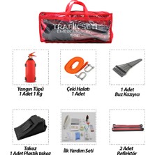 Str Store 2li Set 4 Gen Çanta 7pcs + 38PCS Oto Trafik Seti + Ilk Yardım Seti Yangın Tüpü=1kg 2pcs Reflektör Bez Kemer Çekme Halat=2.9mt Araç Takoz Buz Kazıma Set Çantası