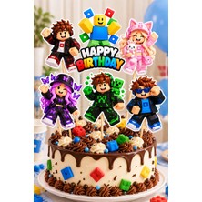 Greatoy Roblox Temalı Pasta Kürdanı 6’lı Set | Happy Birthday Doğum Günü Pasta Süsü | Çocuk Parti Dekoru
