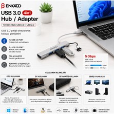 Str Store USB 3.0 Giriş 4ın1 USB Çoğaltıcı 4 Anahtarlı Port - Hı-Speed USB 3.0 - USB 2.0 Hub Adaptör EKD-UH60