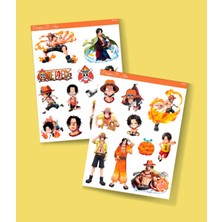 Minithingsart Portgas D. Ace-One Piece 2li Sticker Set - Telefon Süsleme Etiketleri-Ödül Çıkartmaları- Anime Etiketi