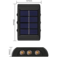 Str Store 6 Ledli Solar Güneş Enerjili Aplik Led, Dekoratif Duvar Monteli Gün Işığı LED