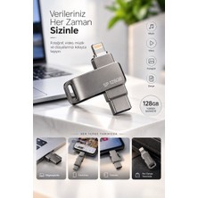 Str Store Kompakt Tasarımlı 128GB Çok Amaçlı USB Flash Bellek Lightning Type C Girişli Taşınabilir Depolama