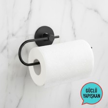 Str Store Mat Siyah Kağıt Havluluk – Duvara Monte Metal Tuvalet Kağıdı, Kağıt Havlu Askısı 25 Cm, Güçlü Yapışkanlı Duvara Montaj