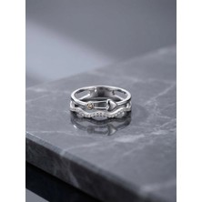 Arvenia Silver Ikili Bant Model Kadın 925 Ayar Gümüş Yüzük