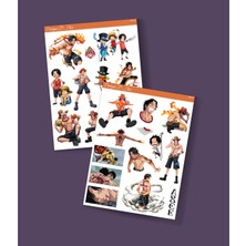 Minithingsart One Piece 2li Sticker Set -Portgas D. Ace-Telefon Süsleme Etiketleri-Ödül Çıkartmaları- Anime Etiketi