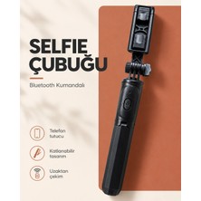 Mey Ithalat® Bluetooth Kumandalı Katlanabilir Selfie Çubuğu ve Telefon Tutucu