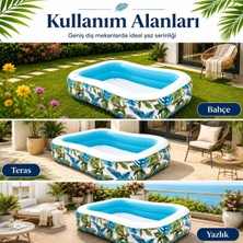 Str Store Yaprak Desenli Tropik Aile Havuzu 229 x 52 x 48 cm Şişme Dikdörtgen Bahçe Havuzu