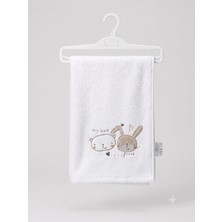 Str Store %100 Pamuklu, Nakışlı, Hipoalerjenik Bebek Çocuk Banyo Havlusu- Yumuşak Doku, Beyaz, 85X115CM (Sevimli Dostlar)