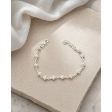 Arvenia Silver Tomurcuk Dizili Ince Minimal Kadın 925 Ayar Gümüş Zincir Bileklik