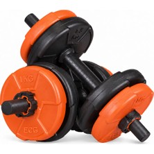 Ecgspor 11 kg Dambıl Seti Turuncu-Siyah 6 In 1 Fitness Set