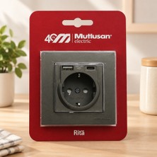 Str Store Çerçeveli Topraklı Priz USB + Type-C Antrasit