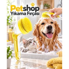 Str Store Kedi Köpek Banyo ve Masaj Fırçası Şampuan Hazneli Yumuşak Silikon Uçlu Yıkama Aparatı