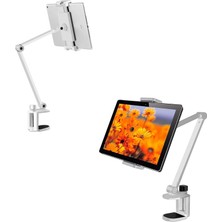 Str Store Alüminyum Ayarlanabilir Tablet Standı, 360 Derece Döndürülebilir, Iphone/ipad/ipad Mini/ipad Pro 12,9 Inç Herhangi Bir Telefon/tablet 4-13 Inç, Ev, Ofis, Mutfak ve Yatak Kullanımına Uygun (Beyaz)