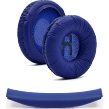 Str Store Jbl Ile Uyumlu Kulaklık Pedi Kafa Bandı ve 2 Adet Yumuşak Kulaklık Süngeri Jbl Tune 450BT 460BT 500BT 510BT 520BT 600 T250 JR300 ile Uyumludur (Koyu Mavi)
