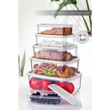 Str Store 6 Lı Set Dikdörtgen Saklama Kabı Seti - Platin Serisi Beyaz