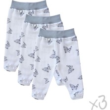 Str Store % 100 Pamuk Yenidoğan Müslin Patikli Alt 3’lü Set Iconique Lapin - Gri Tavşan Desenli YNDGNALT-1001