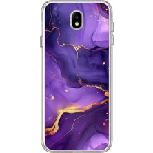 TechTree Samsung Galaxy J7 Pro Uyumlu Ametist Taşı Mor Mermer Baskılı Silikon Kılıf