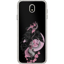 TechTree Samsung Galaxy J7 Pro Uyumlu Pembe Siyah Yılan Baskılı Silikon Kılıf