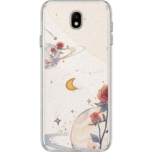 TechTree Samsung Galaxy J7 Pro Uyumlu Gezegen, Yıldız ve Gül Baskılı Silikon Kılıf