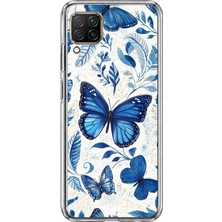 TechTree Huawei P40 Lite Uyumlu Mavi Kelebekler Baskılı Silikon Kılıf